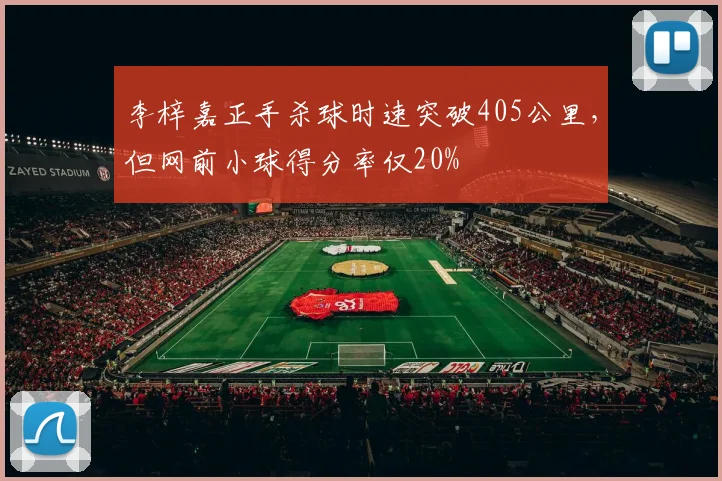 李梓嘉正手杀球时速突破405公里,但网前小球得分率仅20%